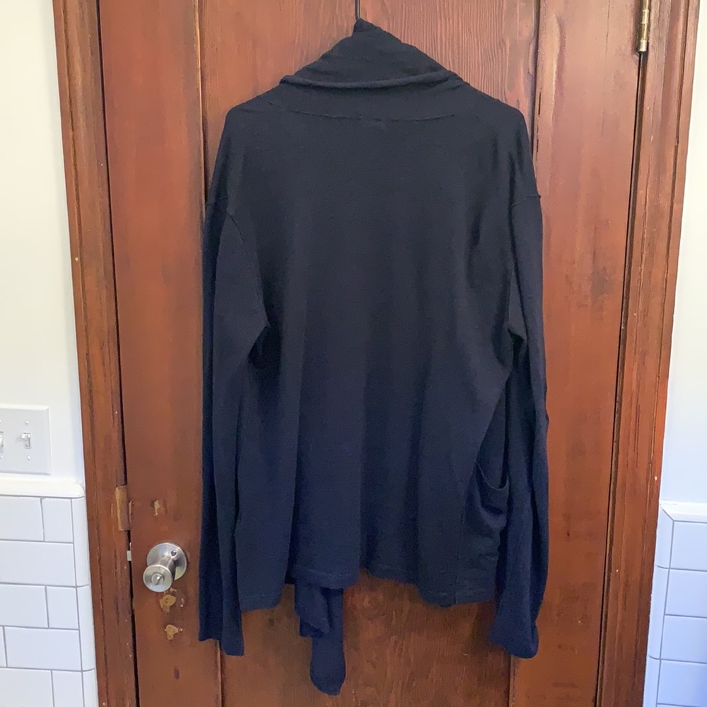 Men’s Navy H&M Linen/Viscose Shawl Cardigan - Picture 4 of 5